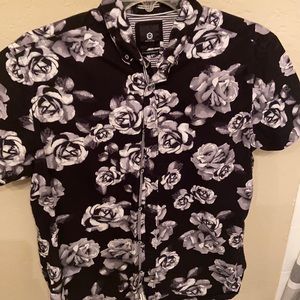 Black & White Rose button down shirt